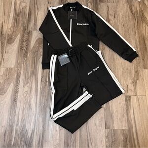 Palm Angels Black and White Zip-Up Jacket
